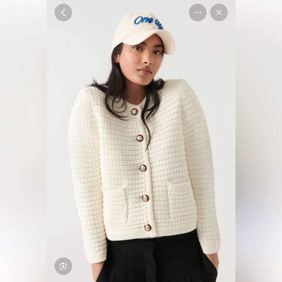 Ba&sh Gaspard Knitted Cardigan Sweater in Ivory Size 1/Small NWOT